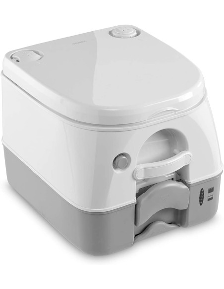 WC portátil descarga agua a presión, blanco/beige. Dometic Poti 972  - 2 
