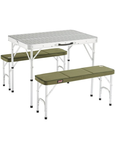 Mesa de camping 4 personas portátil incluye 2 bancos. Coleman 205584  - 1 