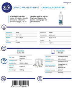 Invernador líquido piscinas 1 litro. Gre 76050  - 1  2
