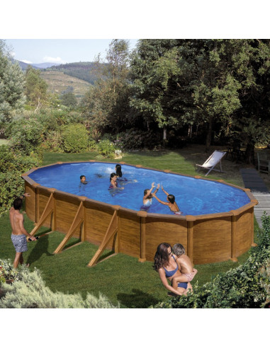 Piscina elevada ovalada 730x375x132cms chapa marrón. Gre PROV738WO  - 1 