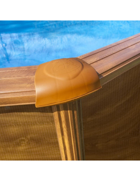 Piscina elevada ovalada 730x375x132cms chapa marrón. Gre PROV738WO  - 3 