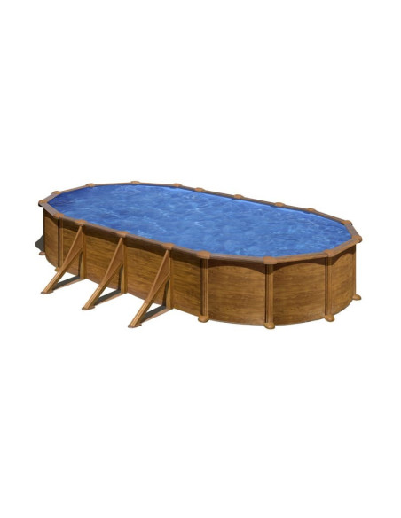 Piscina elevada ovalada 730x375x132cms chapa marrón. Gre PROV738WO  - 8 