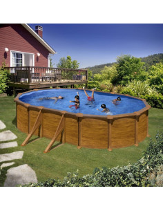 Piscina elevada ovalada 610x375x132cms chapa marrón. Gre PROV618WO - 1 