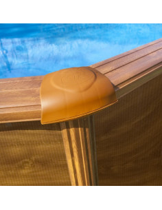 Piscina elevada redonda Ø350x132cms chapa imitación madera Gre PR358WO - 1 2