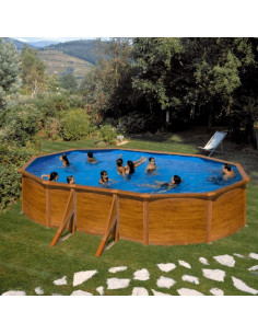 Piscina elevada ovalada 610x375x120cm imitación madera. Gre KIT610W  - 1 