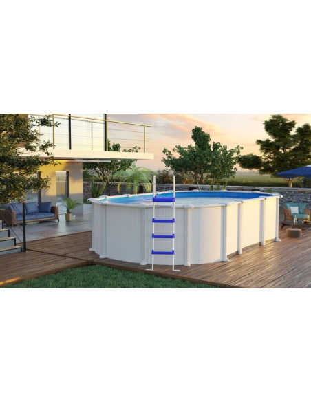 Piscina elevada ovalada chapa blanca 610X375X132cmS. Gre KITPROV6188  - 2 
