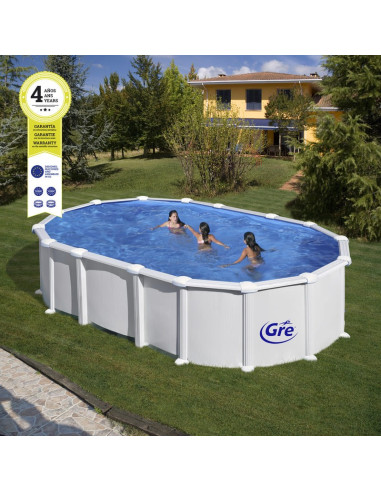 Piscina elevada ovalada chapa blanca 610X375X132cmS. Gre KITPROV6188  - 8 