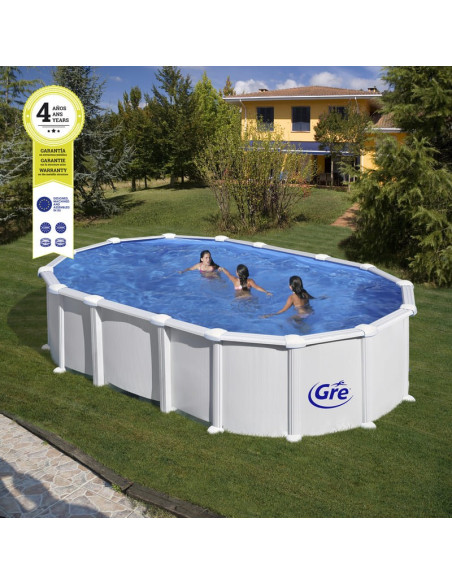 Piscina elevada ovalada chapa blanca 610X375X132cmS. Gre KITPROV6188  - 8 