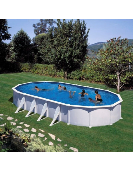 Piscina elevada ovalada chapa blanca 915X470X132cms. Gre KITPROV918  - 1 