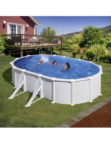 Piscina elevada ovalada chapa blanca 610X375X132cmS. Gre KITPROV618  - 1 