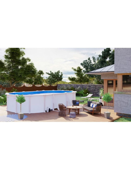 Piscina elevada ovalada chapa acero blanca 730x375x122cm Gre KIT730ECO  - 2 