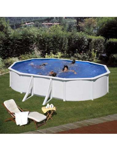 Piscina elevada ovalada chapa acero blanca 610x375x122cm Gre KIT610ECO  - 1 