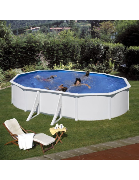 Piscina elevada ovalada chapa acero blanca 610x375x122cm Gre KIT610ECO  - 1 