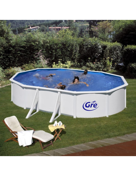 Piscina ovalada sobreelavada 5x3x1,2mts chapa acero blanco. KIT 500ECO  - 1 