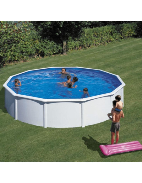 Piscina elevada redonda chapa blanca Ø550x120cms. Gre KIT550ECO  - 1 