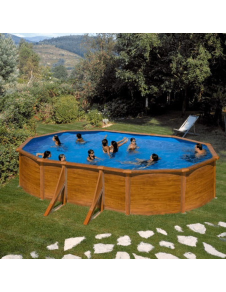 Piscina elevada ovalada 500x300x120cm imitación madera. Gre KIT500W  - 7 
