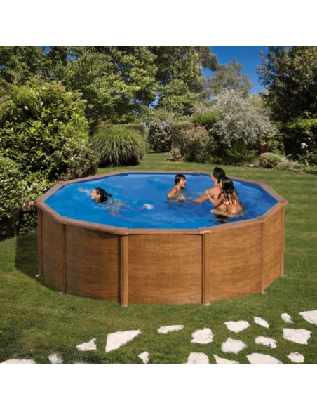 Piscina elevada redonda Ø460x120cm chapa imitación madera. Gre KIT460W  - 7 