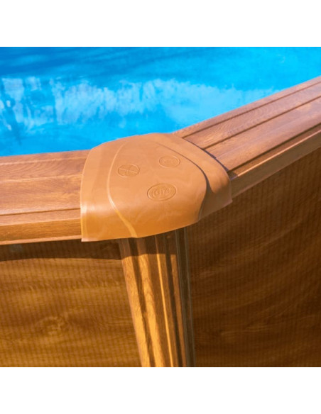 Piscina elevada redonda Ø460x120cm chapa imitación madera. Gre KIT460W  - 9 