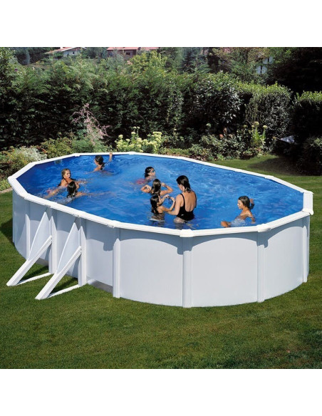 Piscina elevada ovalada chapa blanca 610X375X120cms. Gre KITPROV613  - 5 