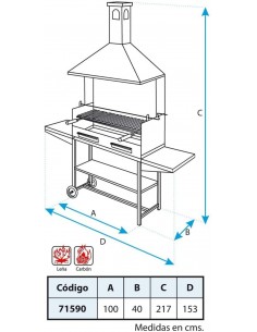 Barbacoa metálica negra con elevador y chimenea, 100x40xH217cm. Imex el Zorro 71590  - 1  2