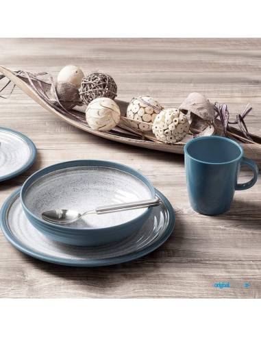 Vajilla camping 4 personas. 36 pzs Melamina azul. Brunner 0830154N.C5T  - 3 