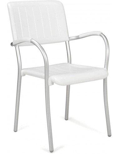 Silla de resina blanca, con patas y brazos de aluminio. Nardi Musa blanco 6105000000  - 1 