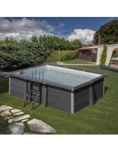 Piscina elevada rectangular 466x326x124cms composite gris. Gre KPCOR46  - 1