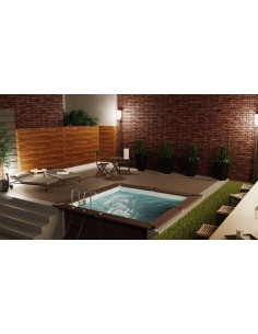 Piscina elevada cuadrada 326x326x96cms composite gris. Gre KPCOR28  - 1  2