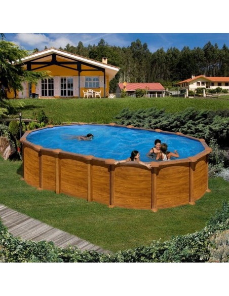 Piscina elevada ovalada 610x375x132cms chapa marrón. Gre PROV6188WO  - 1 
