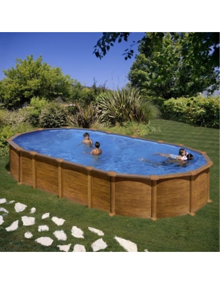 Piscina elevada ovalada 730x375x132cms chapa marrón. Gre PROV7388WO  - 1 