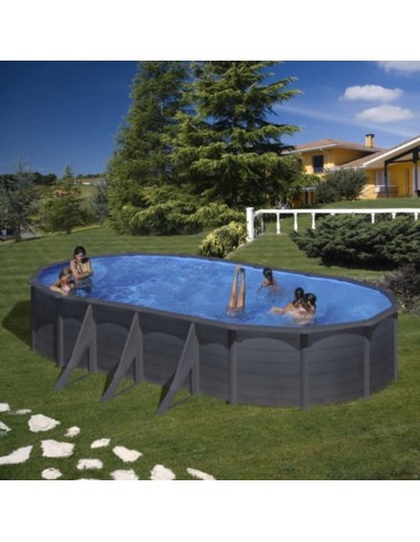Piscina elevada ovalada color grafito 730X375X↕120CM. Gre Kea KIT730GF  - 1 