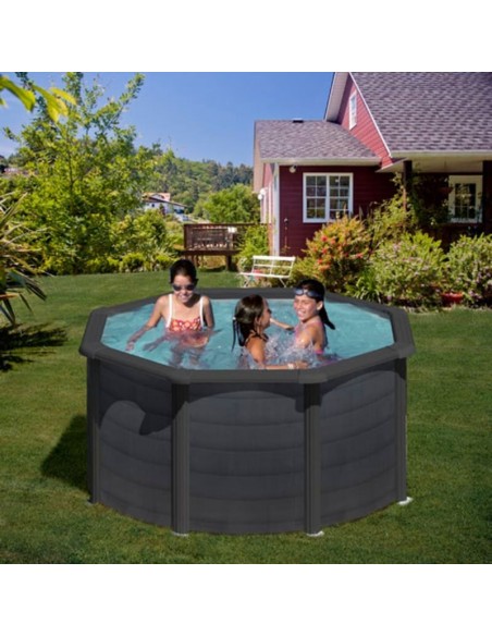 Piscina elevada redonda color grafito Ø240X↕120CM. Gre Kea KIT240GF  - 2 