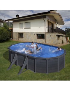 Piscina elevada ovalada color grafito 610x375x132cm Gre Granada KIT618GF  - 1 