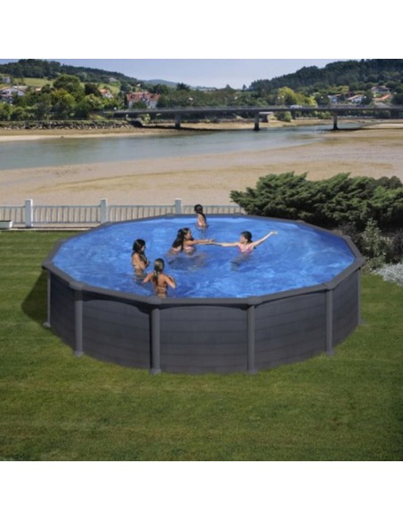 Piscina elevada redonda color grafito Ø550X↕132cm Gre Granada KIT558GF  - 1 