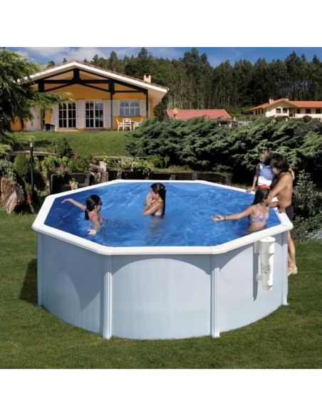 Piscina elevada redonda chapa blanca Ø300x120cms. Gre KITPR303  - 1 
