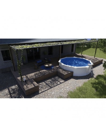 Piscina elevada redonda chapa blanca Ø300x120cms. Gre KITPR303  - 2 