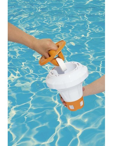 Dispensador flotante de cloro para piscinas + pinza. Bestway 58474  - 1 