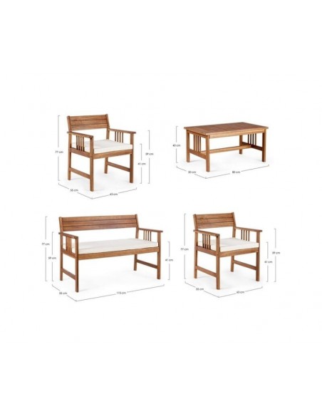 Conjunto jardín: sofa + 2 sillones + mesita. Bizzotto Noemi 0805979  - 3 