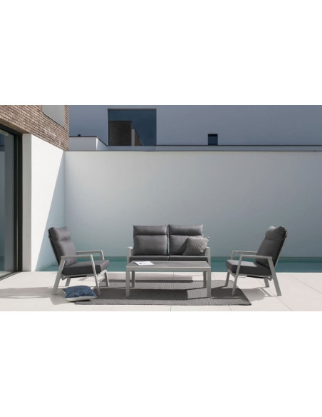 Mesita aluminio y tapa cerámica 50x50cm. Bizzotto Kledi blanco 663341  - 3 