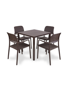 Mesa cuadrada comedor jardín en resina y aluminio 80cm. Nardi Cube Antracita  - 1