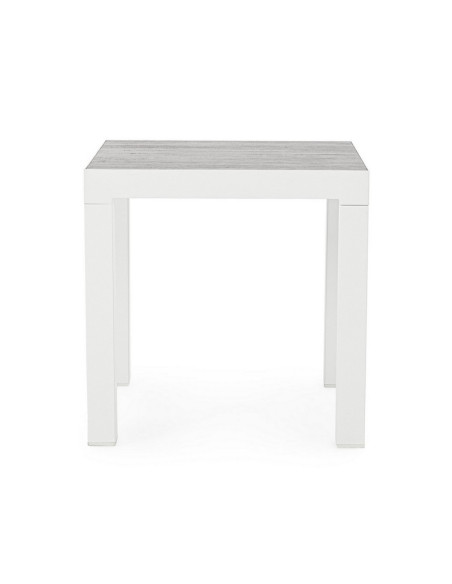 Mesita aluminio y tapa cerámica 50x50cm. Bizzotto Kledi blanco 663341  - 4 