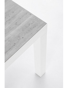 Mesita aluminio y tapa cerámica 50x50cm. Bizzotto Kledi blanco 663341  - 1  2
