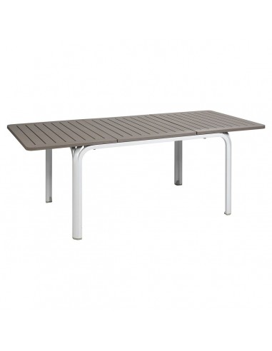 Mesa rectangular comedor jardín en resina y aluminio extensible 140/210cm. Nardi Alloro140 Tortora blanco  - 1 