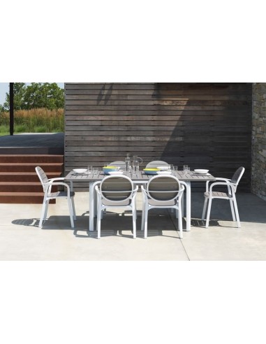 Mesa comedor jardín extensible 140/210cm Nardi Alloro140tortora blanco