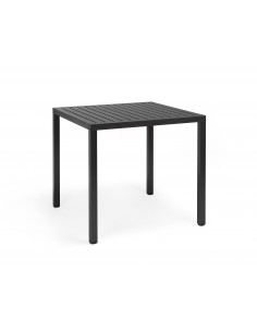 Mesa cuadrada comedor jardín en resina y aluminio 80cm. Nardi Cube Antracita  - 1  2