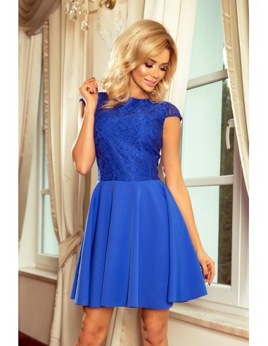 157-5 Dress MARTA with lace - royal blue  - 1 