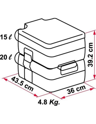 WC compacto, ligero y portátil de 20 Ltr. Fiamma Potti Bipot 39  - 10 
