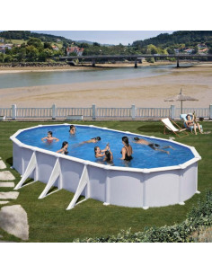 Piscina elevada ovalada chapa blanca 730X375X132cmS. Gre KITPROV738  - 1 
