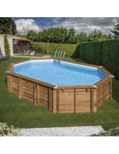 Piscina madera pino ovalada 656x456x131cms. Gre 790203 avocado  - 1 