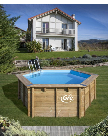Piscina madera pino redonda Ø400 x ↕119 cms. Gre 800002 Vanille 2  - 5 